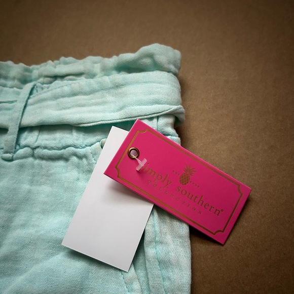 ‼️ 2 FOR $10 ‼️ Simply Southern Linen mint and pink shorts - Picture 8 of 12